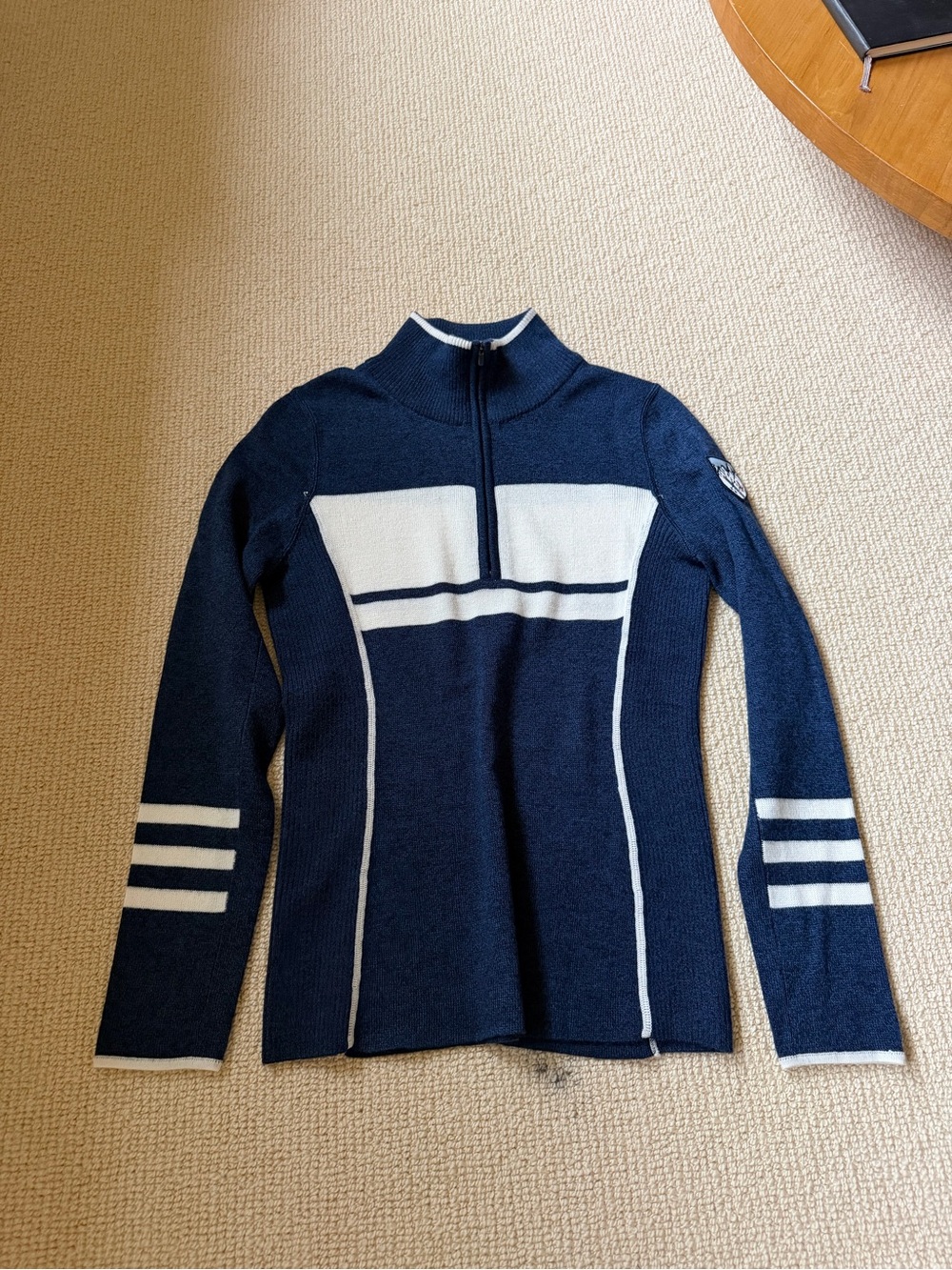 Krimson Klover Navy & White Quarter Zip Ski Sweater